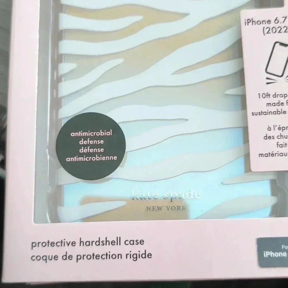 KATE Spade protective hardshell case iPhone 14 pro max- white zebra